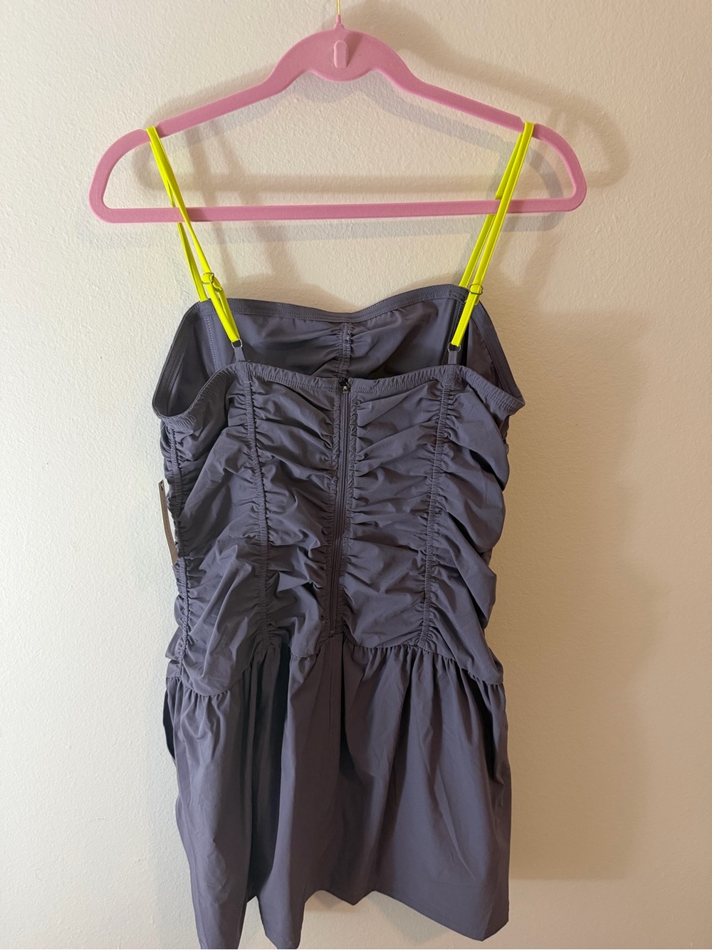 Anthropologie Gray Mini Dress with Neon Yellow Straps